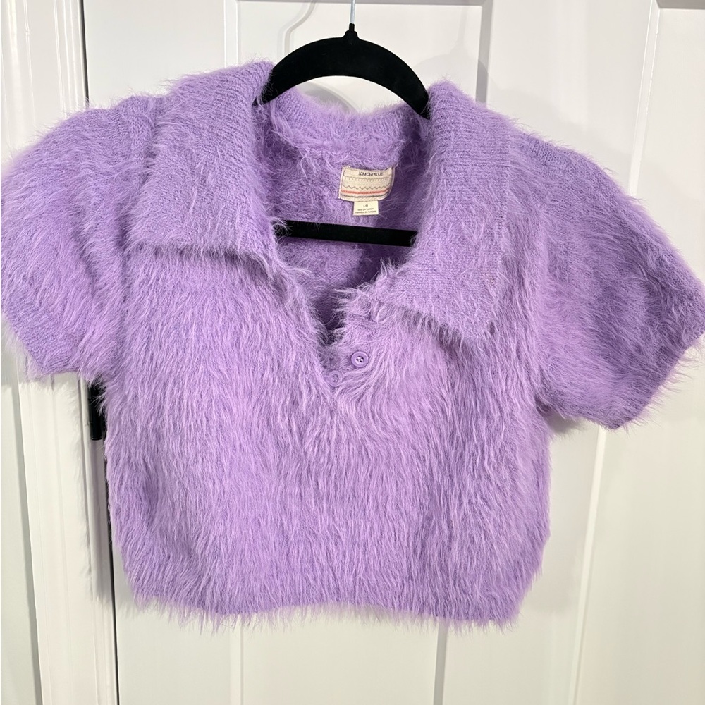 Urban Outfitters Kimchi Blue Fuzzy Lavender Cropped Top